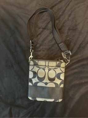 Coach Black and Khaki Signature Crossbody Bag